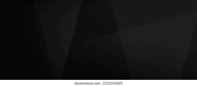 Abstract Black Geometric Background with Dark Gradient and Overlapping Layers. Futuristic Technology Concept
