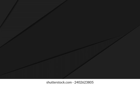 Abstraktes, schwarz-geometrisches Hintergrunddesign. Moderne dunkle Bannergrafik mit Schichtelementen. Vektorgrafik