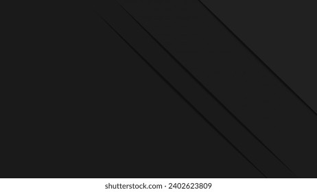 Abstract black geometric background design. Modern dark banner graphic with layer elements. Vector illustration