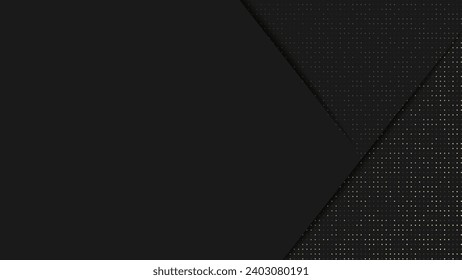 Abstract black geometric background design. Modern dark background template with glitter dots texture. Vector illustration
