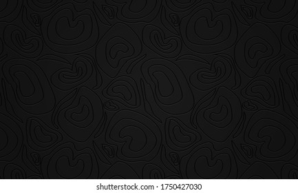 Abstract black geometric background with lines with an effect of indentation .Vector graphic.
