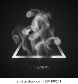 Abstract black geometric background in modern minimalist style with triangle and smoke. Simple basic shape easy editable for banner, poster, postcard, cover, brochure. Trendy vector illustration.