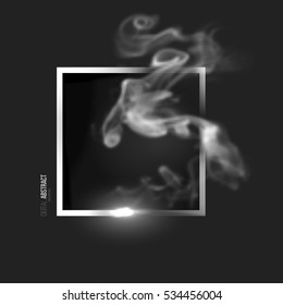 Abstract black geometric background in modern minimalist style with square and smoke. Simple basic shape easy editable for banner, poster, postcard, cover, brochure. Trendy vector illustration.