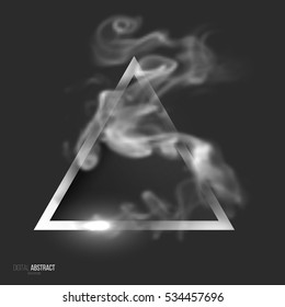 Abstract black geometric background in modern minimalist style with triangle and smoke. Simple basic shape easy editable for banner, poster, postcard, cover, brochure. Trendy vector illustration.