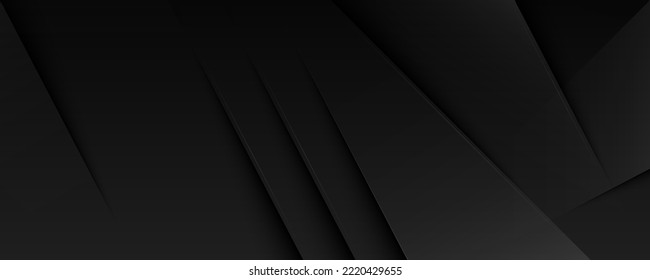 Abstract black geometric background with shadow. Modern overlay paper layers. Minimal design. Suit for cover, poster, banner web, flyer, business, brochure. Vector illustration