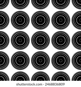 Abstract Black Geometric Circle Seamless Pattern On White Background. Vector Illustration. Wallpaper