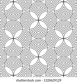 Abstract black geometric of circles on white background. Vector pattern.