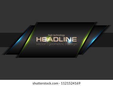 Abstract black geometric concept glowing background. Vector modern design