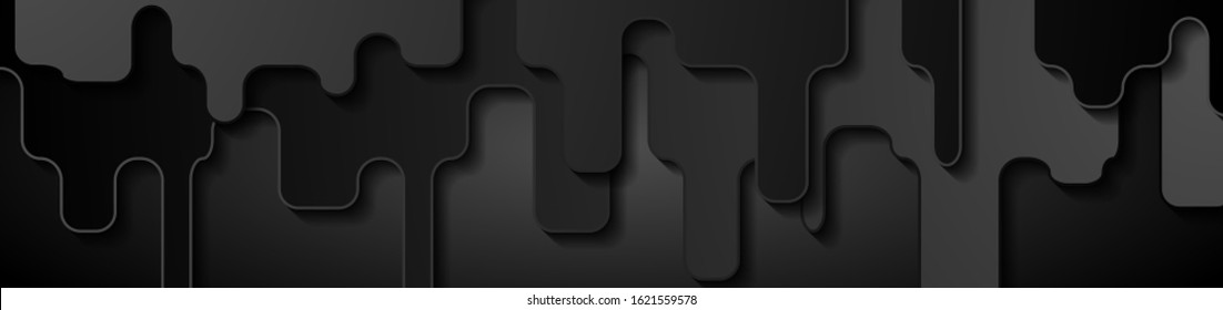 Abstract black geometric corporate paper shapes banner design. Vector tech background