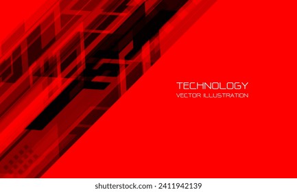 Abstract black geometric dynamic speed technology futuristic design on red background vector illustration.	