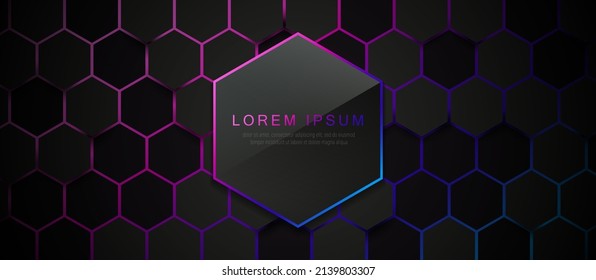 Abstract black geometric hexagon with futuristic technology digital hi tech concept background. Vector illustration