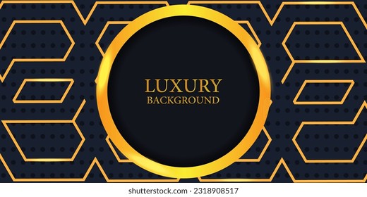 Abstract black geometric luxury background with gold elements. Vector template for automotive, cover, background. Elegant decoration