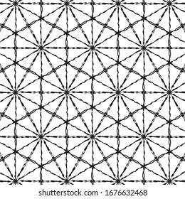 Abstract black geometric pattern on white background.