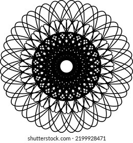 Abstract black geometric patterns on white background. Abstract black round motif.