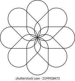 Abstract black geometric patterns on white background. Abstract black round motif.