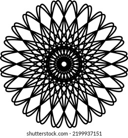 Abstract black geometric patterns on white background. Abstract black round motif.