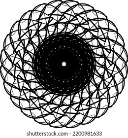 Abstract black geometric patterns on white background. Abstract black round motif.