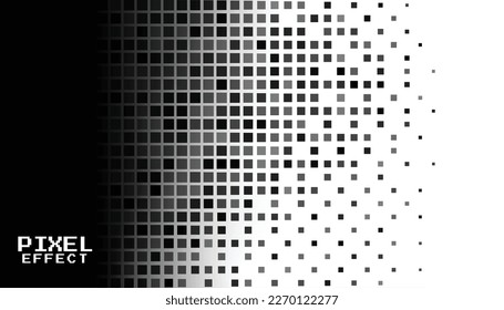 abstract black geometric pixel effect on white banner vector 