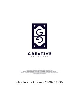 abstract black geometric rectangle GG logo letter monogram design concept