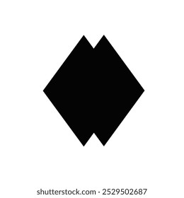 Abstract black geometric shape on white background.