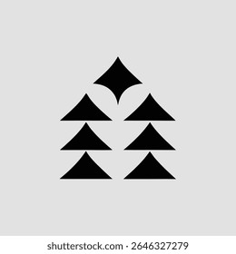Abstract black geometric shapes forming a unique triangle structure