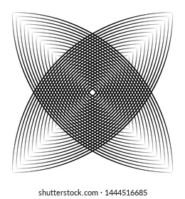 abstract black geometric spirograph on white background