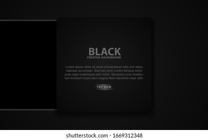 Abstract black geometric vector background. Modern futuristic digital concept. Design template can use element wallpaper, background design, cover book, poster, flyer, brochure, card, landing page