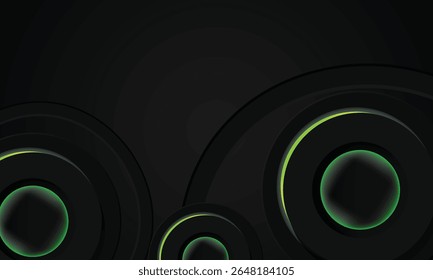 Fundo de papel de parede geométrico preto abstrato com design de decoração de luz neon verde