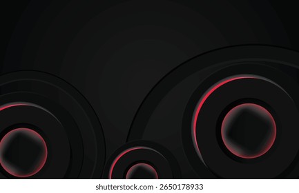 Abstract black geometric wallpaper background with red neon light decoration design