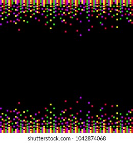 abstract black geometrical background with colorful square pixel boards
