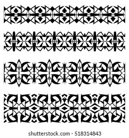 Abstract black geometrical seamless borders set