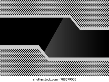 Abstract black glass polygon on gray circle mesh pattern design modern futuristic background vector illustration.