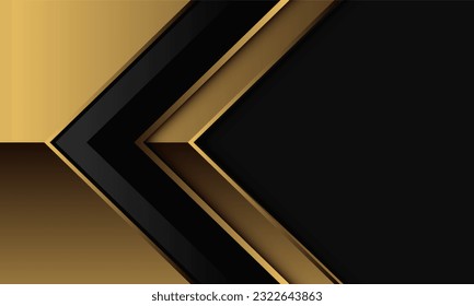 Abstract black glossy gold arrow direction  geometric on dark grey blank space design modern luxury futuristic background vector illustration.