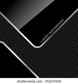 Abstract black glossy silver line on black circle mesh luxury background design vector illustration.