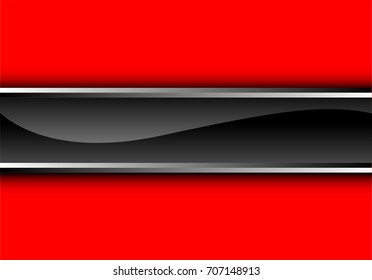 Abstract black glossy silver line banner on red design modern futuristic background vector illustration.