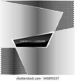 Abstract black glossy silver plate on circle mesh design luxury background vector illustration.