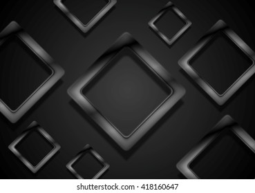Abstrakte schwarz-glänzende Quadrate technischer Hintergrund. Vektorgrafik-Design