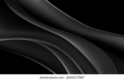 Abstract black glossy wave curve overlap design modern futuristic technology background vector illustration.