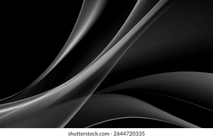 Abstrakte schwarze glänzende Wellenkurve überlappen Design moderne futuristische Technologie Hintergrund Vektorgrafik.