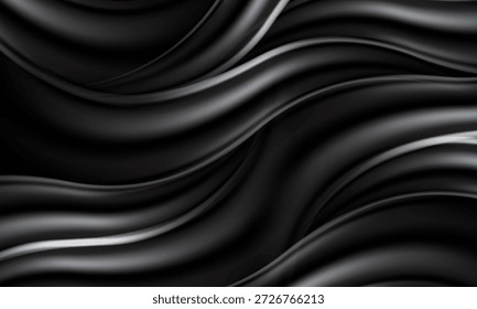 Abstract black glossy wave overlap luxury design modern background vector illustration.