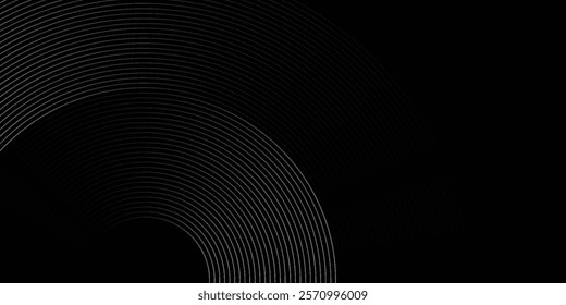 Abstract black glowing geometric lines on gray background. Modern shiny blue circle lines pattern. Futuristic technology concept. Suit for cover  poster