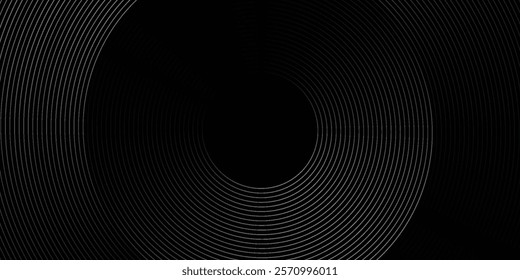 Abstract black glowing geometric lines on gray background. Modern shiny blue circle lines pattern. Futuristic technology concept. Suit for cover  poster