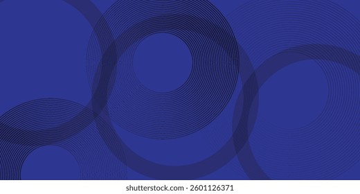 Abstract black glowing geometric lines on dark blue background. Modern shiny blue circle lines pattern. Futuristic technology concept. Suit for cover, poster, banner, brochure, header, website