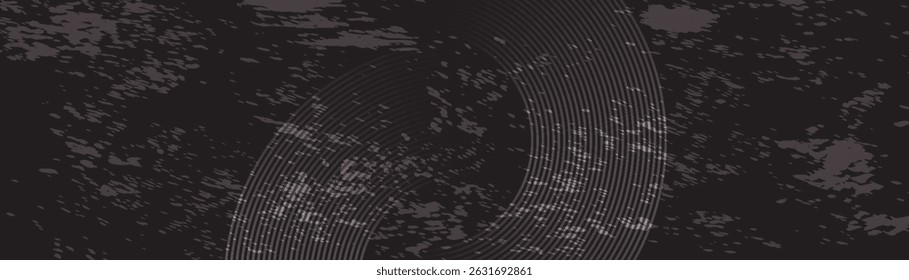 Abstract black glowing geometric lines on dark blue background. Modern shiny white circle lines pattern. eps 10
