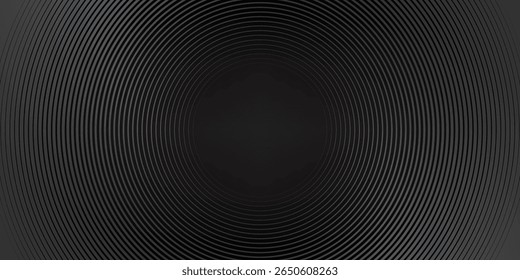 Abstractas líneas geométricas brillantes negras patrón de líneas circulares grises brillantes modernas, anillos degradados grises negros modernos. Conveniente para el Anuncio, cubierta, cartel, Sitio web, presentación, folleto, moderno
