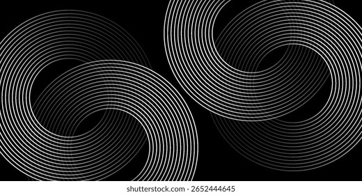 Líneas geométricas brillantes negras Abstractas Patrón de líneas circulares grises brillantes modernas