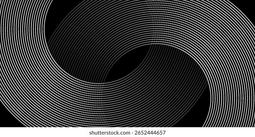 Abstract black glowing geometric lines modern shiny gray circle lines pattern