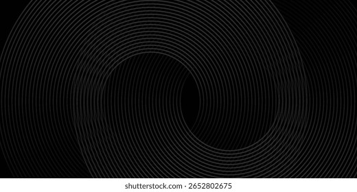 Abstractas líneas geométricas brillantes negras patrón de líneas circulares grises brillantes modernas, anillos degradados grises negros modernos. Conveniente para el Anuncio, cubierta, cartel, Sitio web, presentación, folleto, moderno