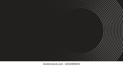 Abstract black glowing geometric lines modern shiny gray circle lines pattern vector eps10