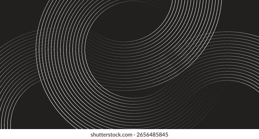 Abstractas negro brillante líneas geométricas moderno brillante gris líneas circulares patrón Vector EPS10